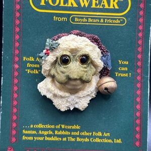 Boyds Bears Christmas Brooch Frog Toad Folkwear Santa Toad Resin Pin